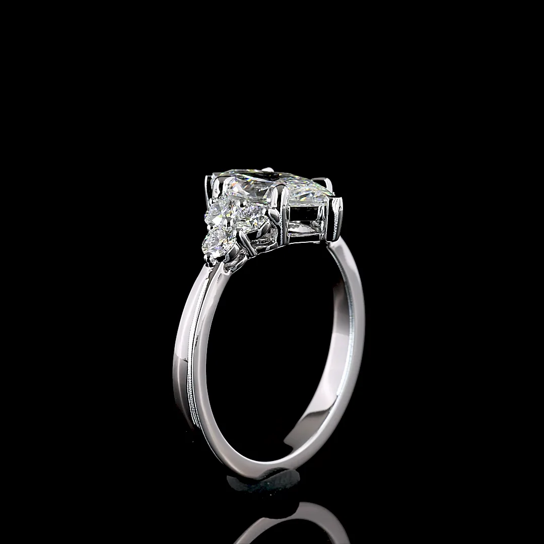 2 Cts 14k White Gold Marquise Shape Special Ring - Image 4