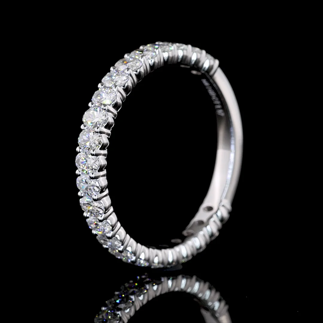1.17 Cts 14k White Gold Oval Shape 3/4 Band Eternity Band - Image 4