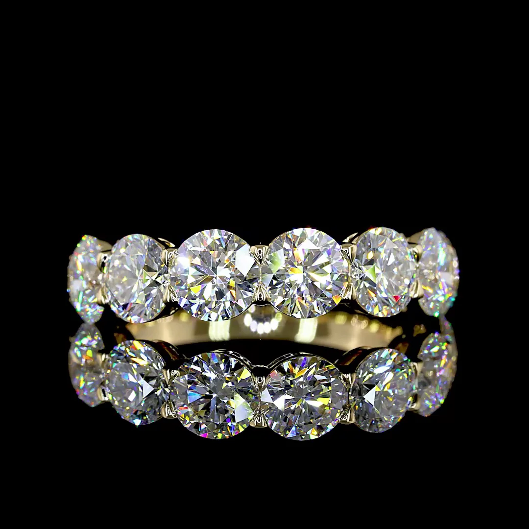 4.02 Cts 14k Yellow Gold Round Shape 7 Stones Eternity Band - Video
