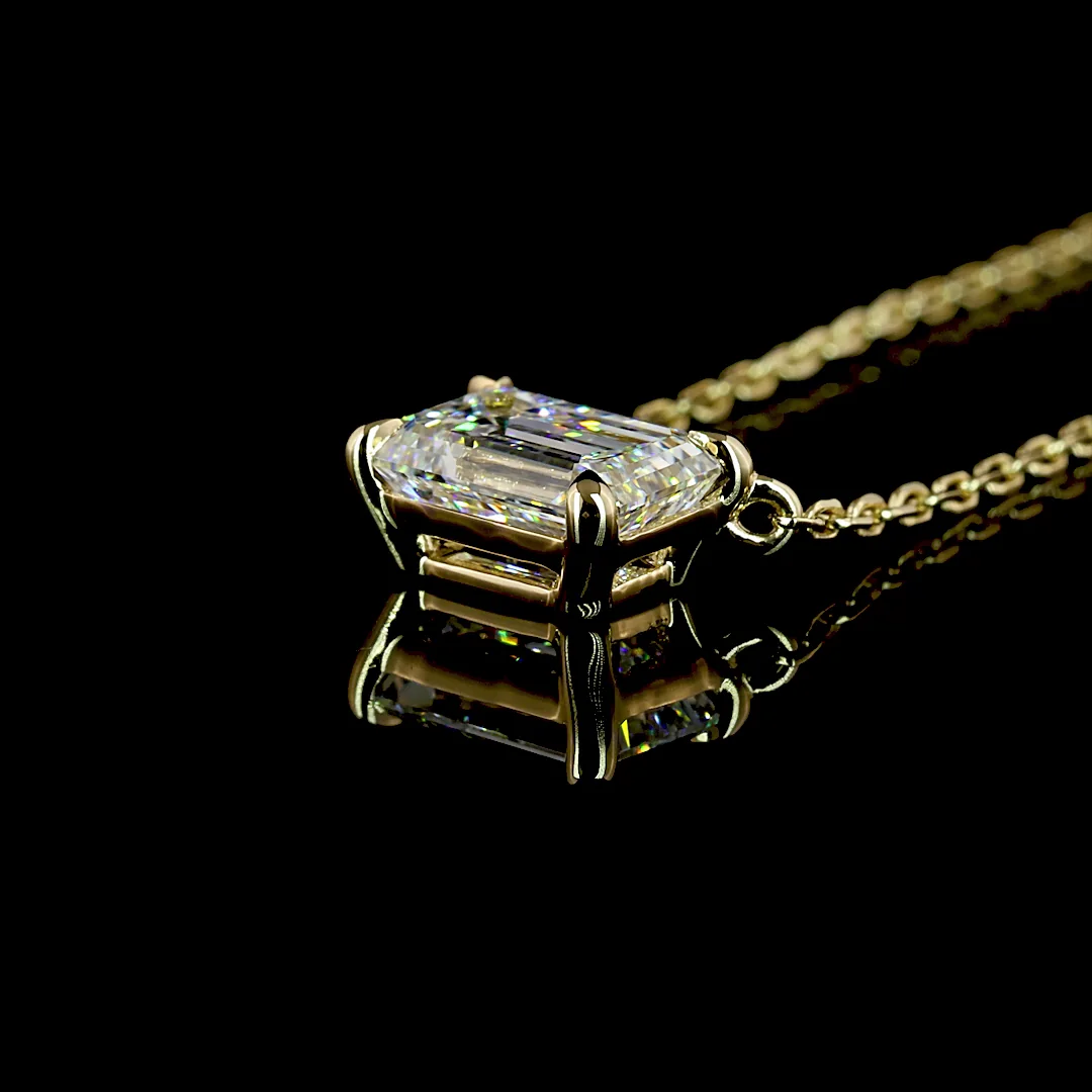 1.05 Cts 14k Yellow Gold Emerald Shape Pendant Pendant - Image 4