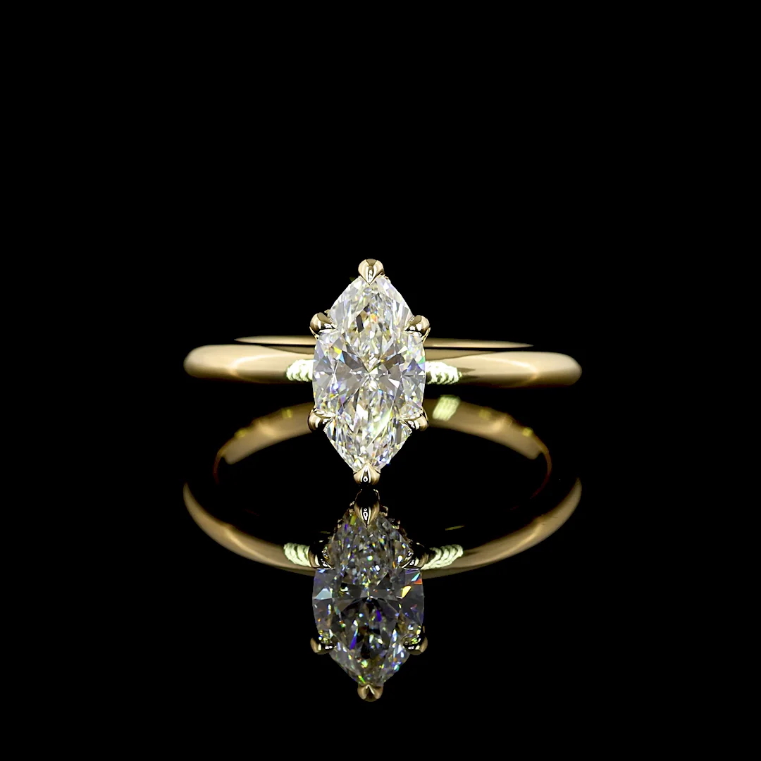1.11 Cts 14k Yellow Gold Marquise Shape Hidden Halo Ring - Video