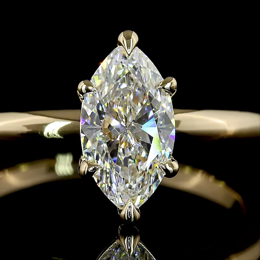 1.04 Cts 14k Yellow Gold Marquise Shape Solitaire Ring - Image 3