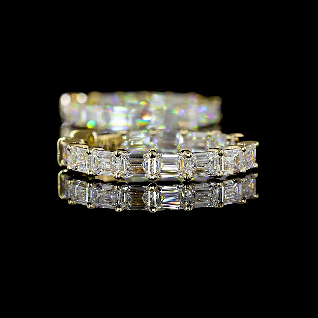 5.54 Cts 14k Yellow Gold Emerald Shape Hoops Earring - Image 2