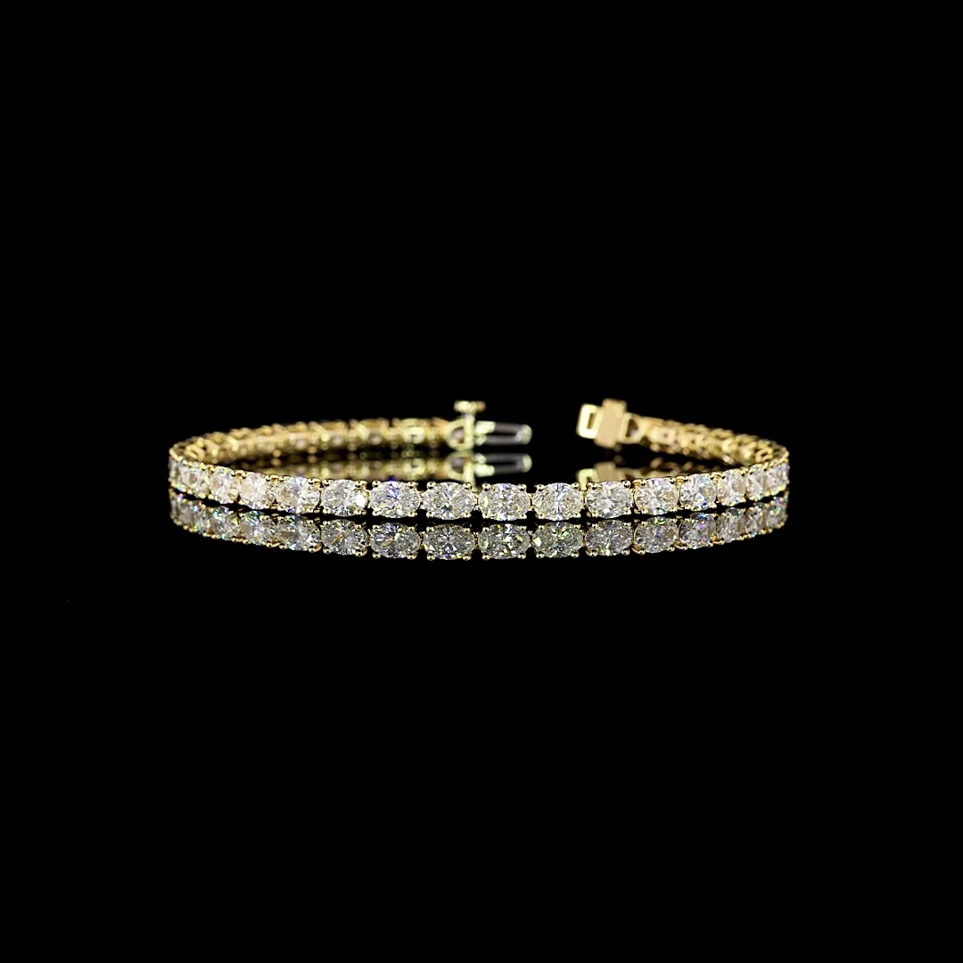 7.8 Cts 14k Yellow Gold Oval Shape Tennis Bracelet - Video