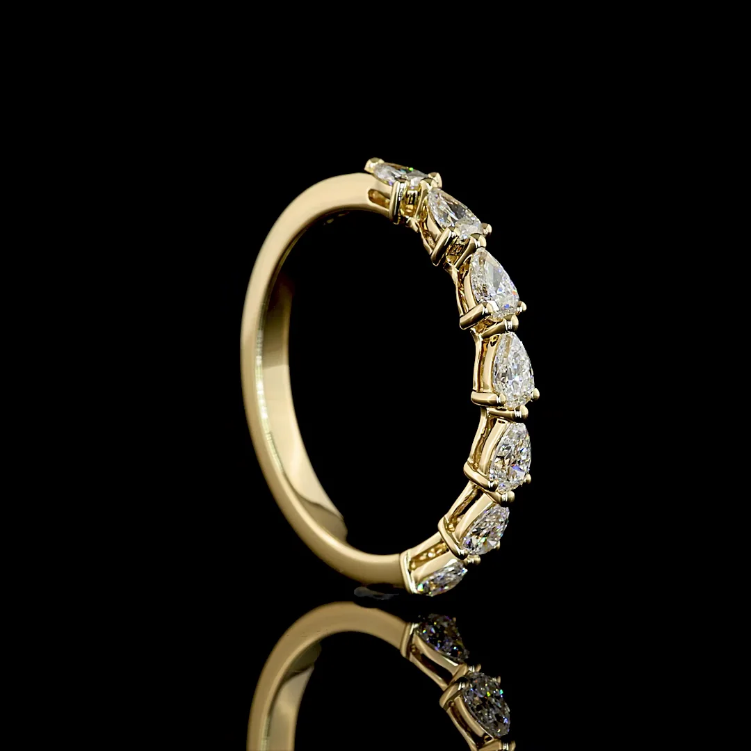 0.65 Cts 14k Yellow Gold Pear Shape 7 Stones Eternity Band - Image 2