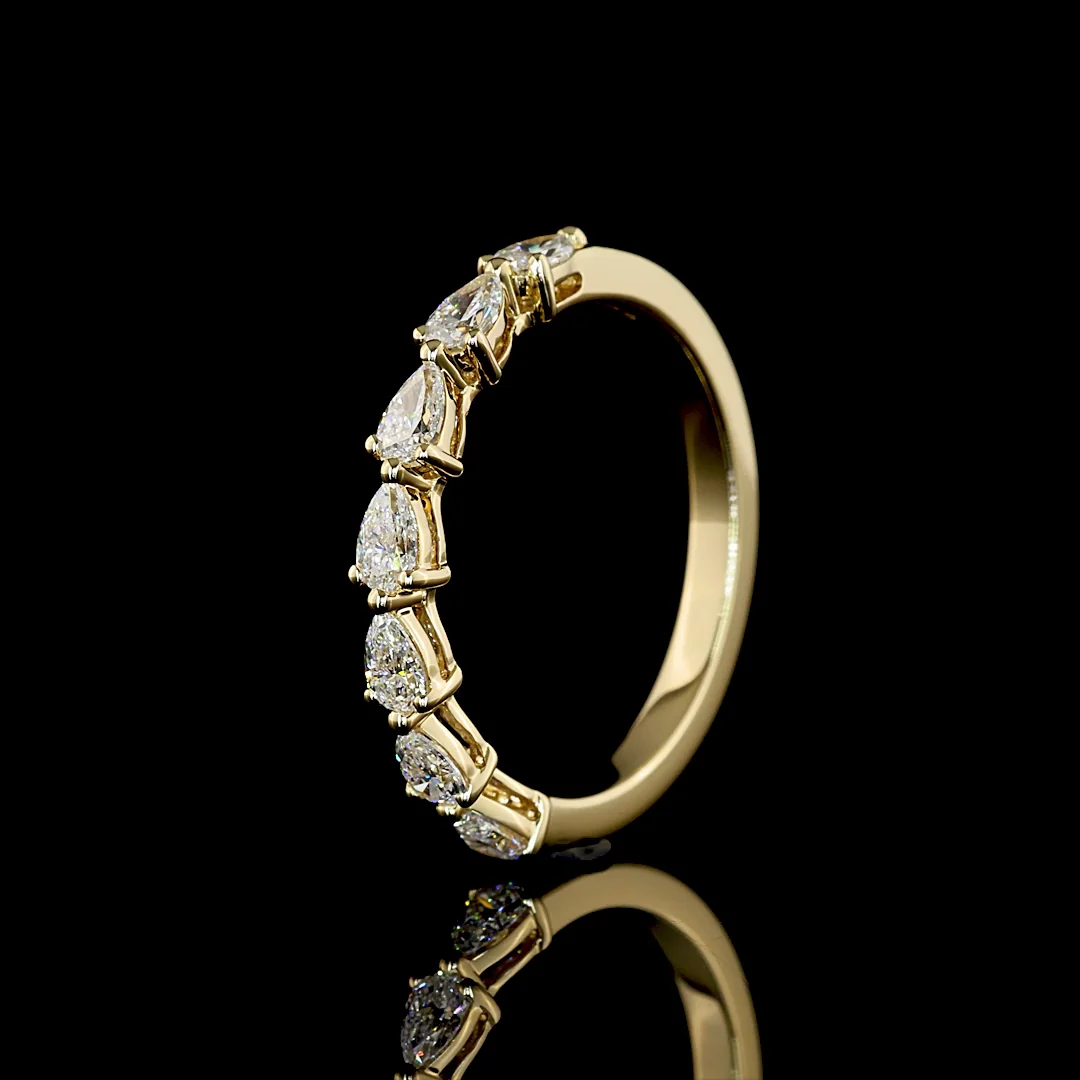 0.65 Cts 14k Yellow Gold Pear Shape 7 Stones Eternity Band - Image 4