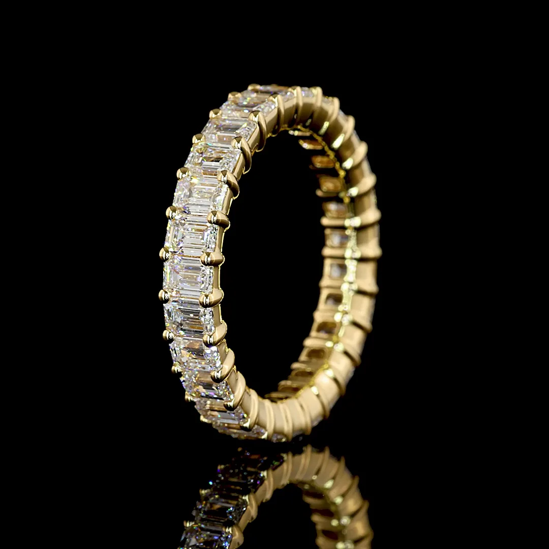 2.85 Cts 18k Yellow Gold Emerald Shape Eternity Band Eternity Band - Image 4
