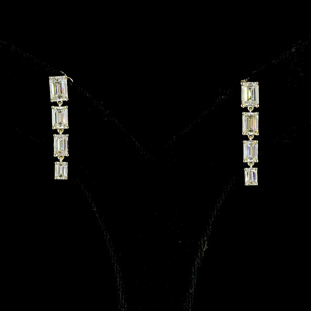 2.61 Cts 14k Yellow Gold Emerald Shape Hanging Earring - Video