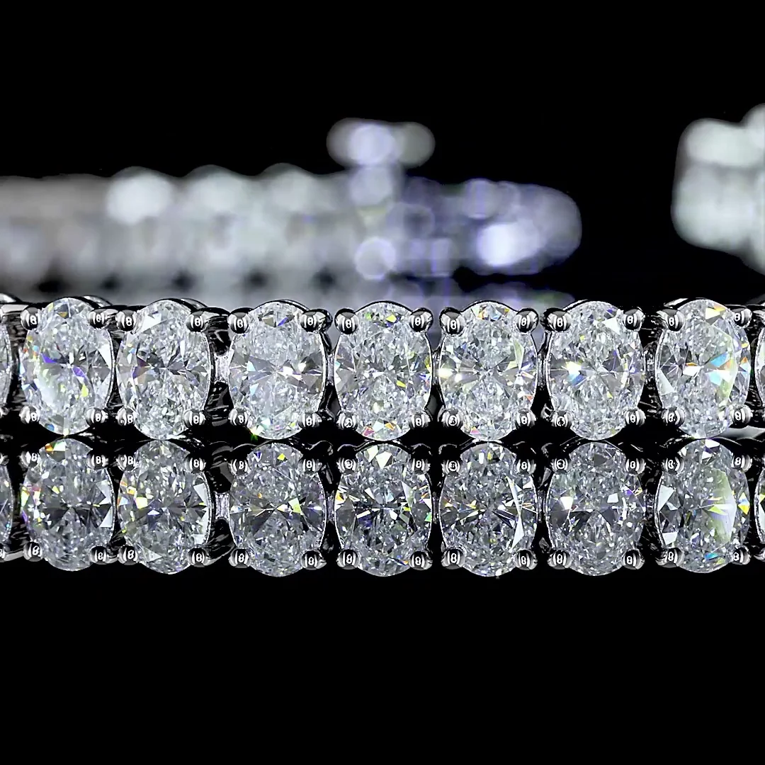 6.04 Cts 14k White Gold Oval Shape Tennis Bracelet - Image 2