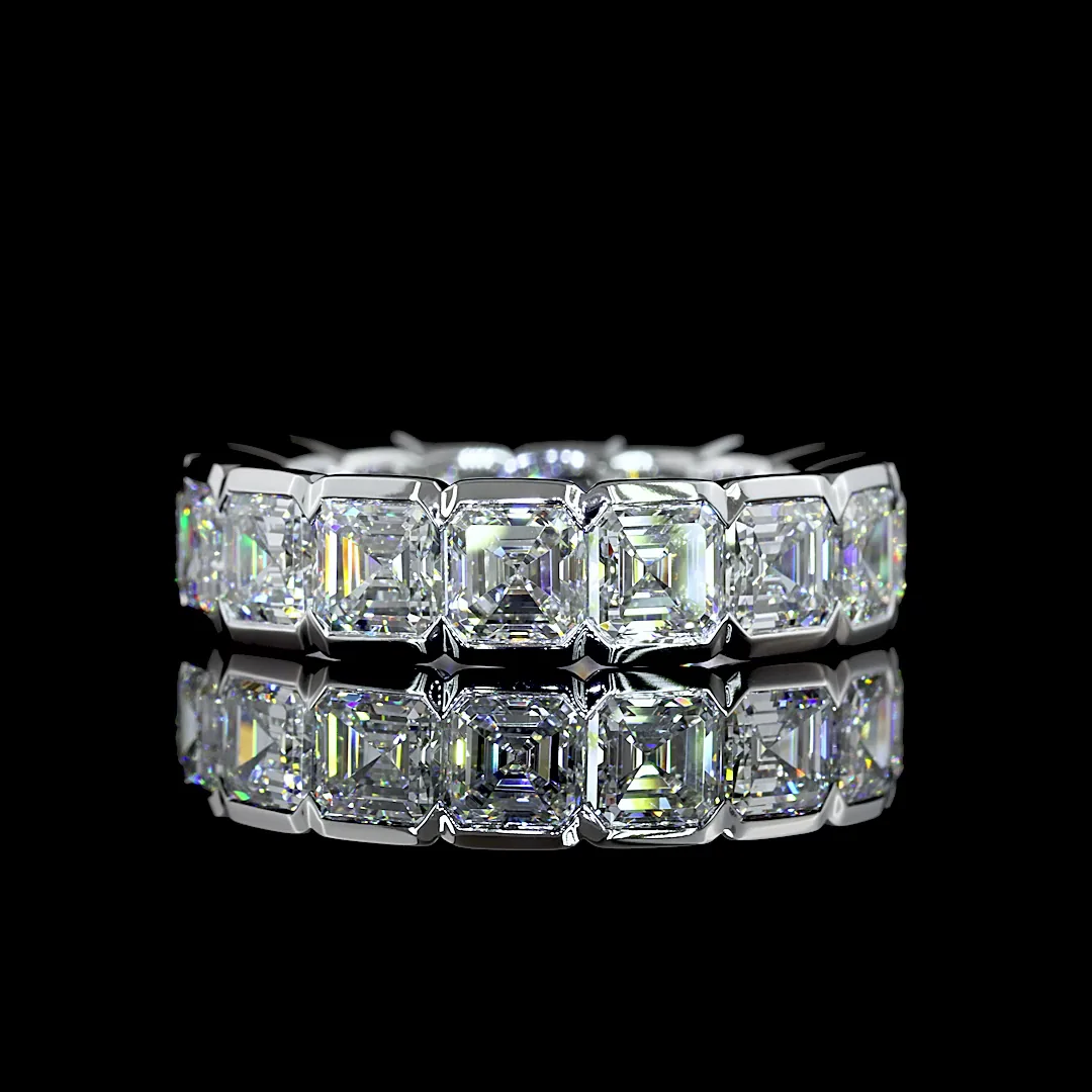 6.4 Cts 14k White Gold Asscher Shape Eternity Band Eternity Band - Video
