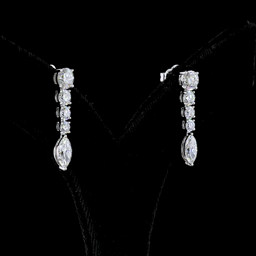 2.96 Cts 14k White Gold Mix Shape Hanging Earring - Image 2