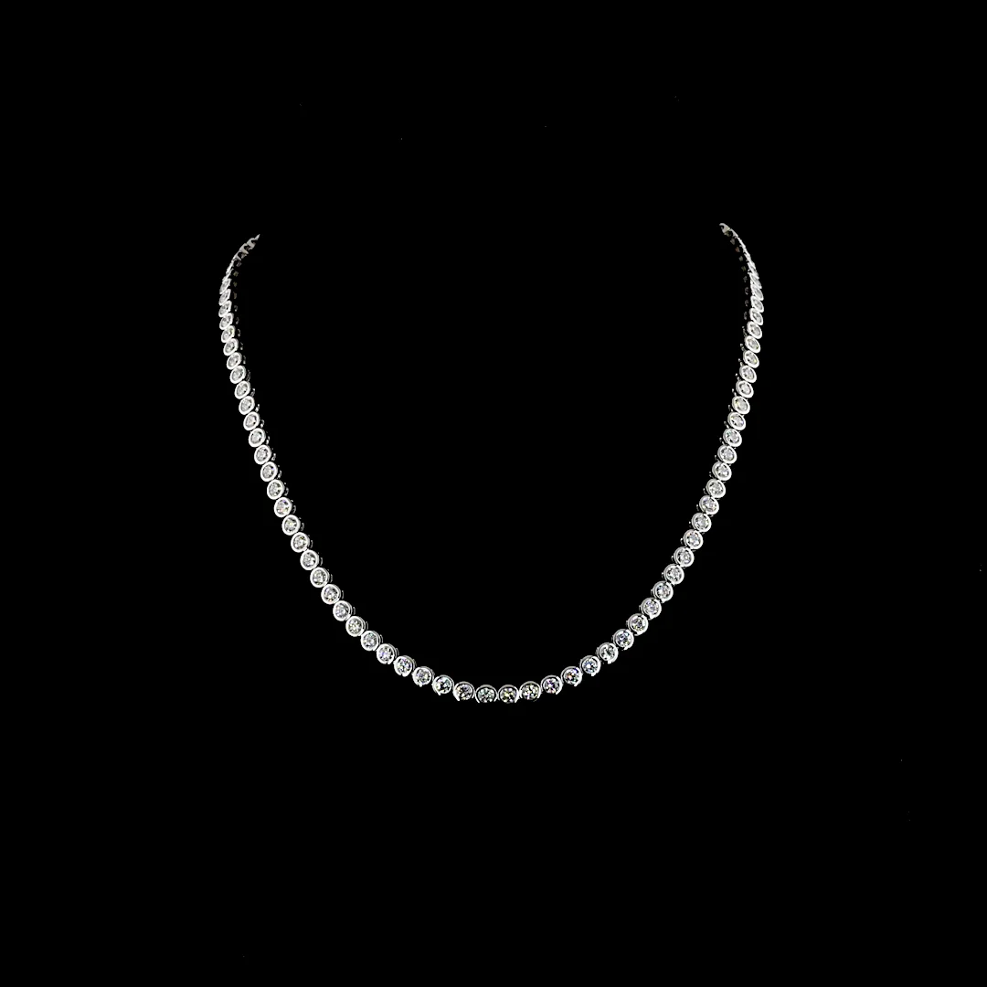 10.24 Cts 14k White Gold Round Shape Tennis Necklace - Video