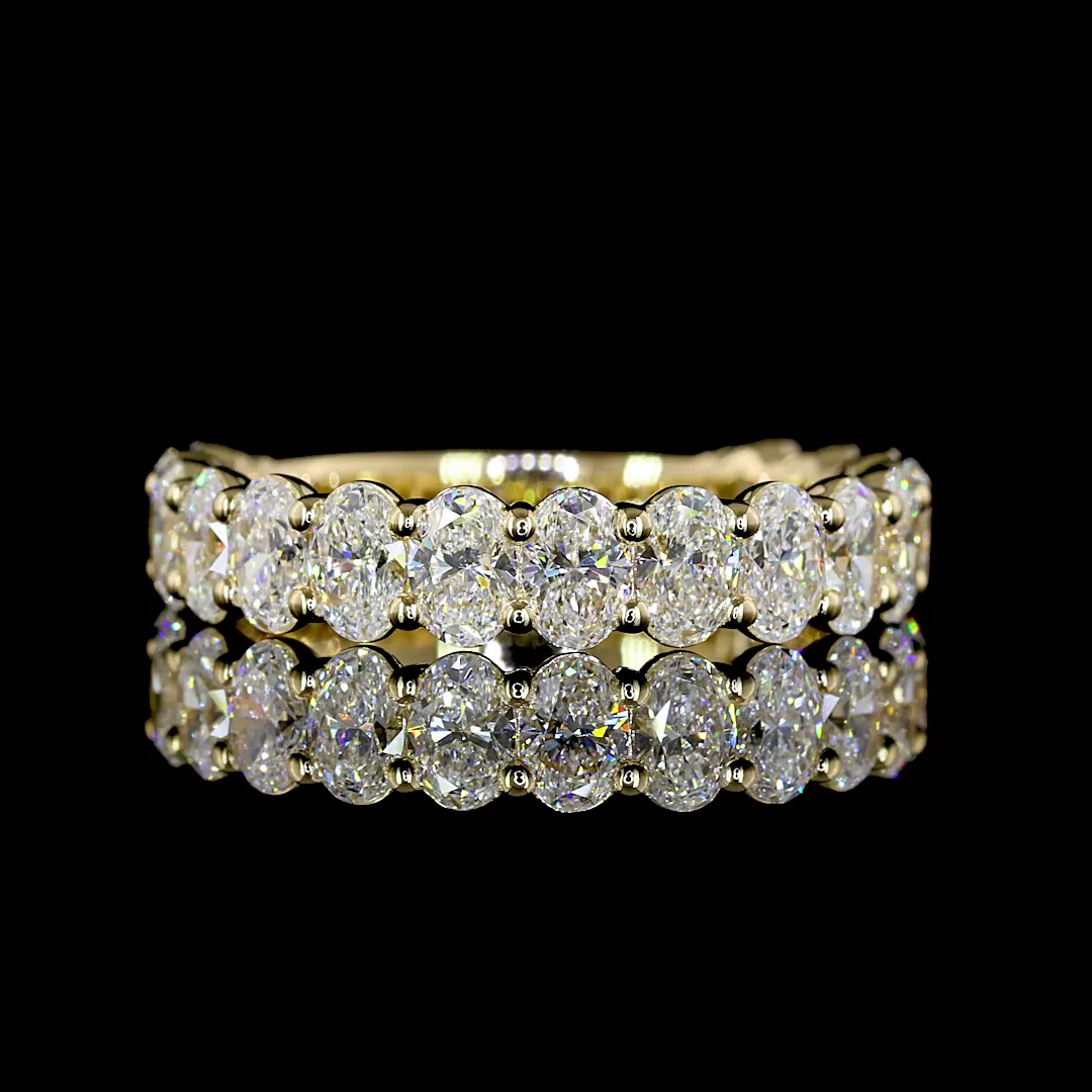 2.02 Cts 14k Yellow Gold Oval Shape 3/4 Band Eternity Band - Video