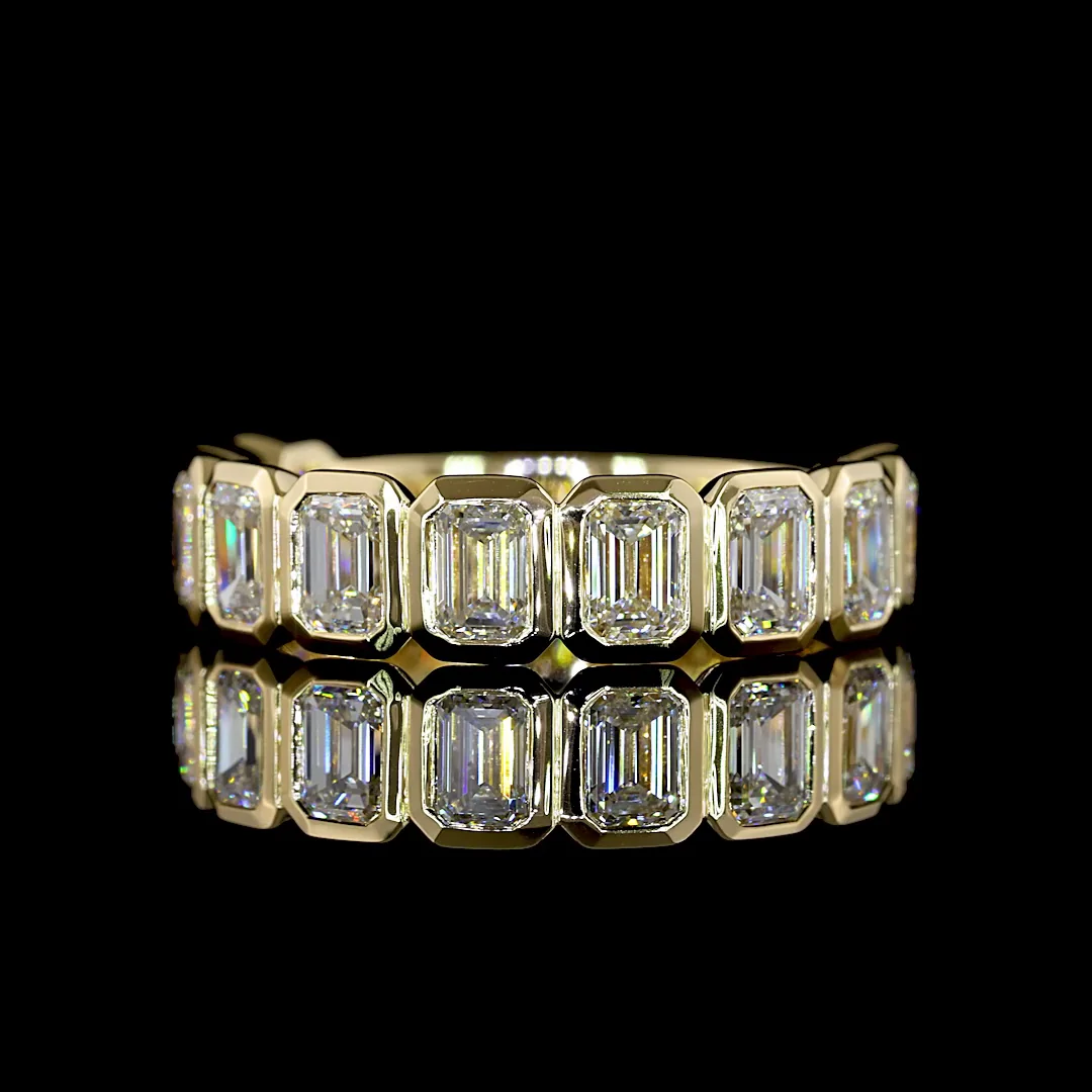 2.15 Cts 14k Yellow Gold Emerald Shape 3/4 Band Eternity Band - Video