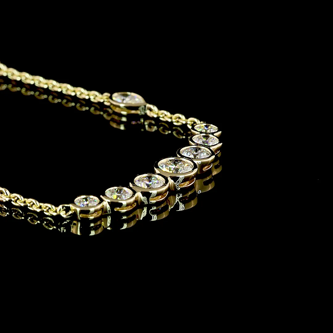 3.18 Cts 14k Yellow Gold Mix Shape Station Necklace - Image 2