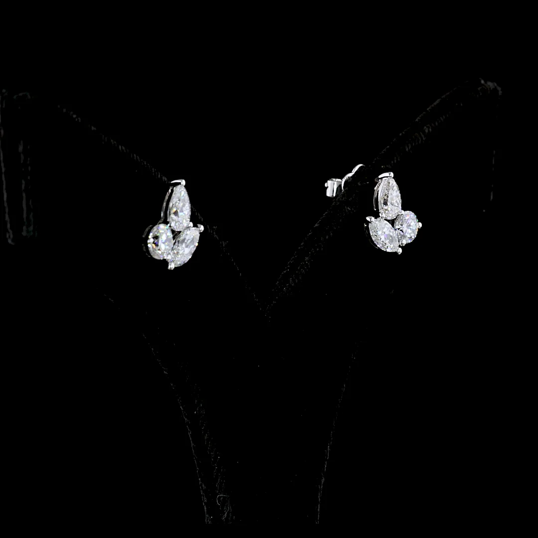 2.04 Cts 14k White Gold Round Shape Studs Earring - Image 2