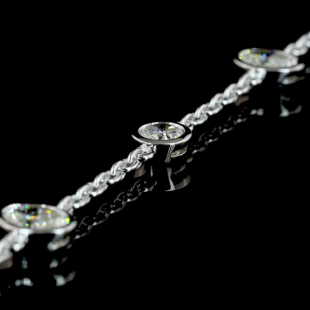 4.26 Cts 14k White Gold Oval Shape Station Necklace - Image 4