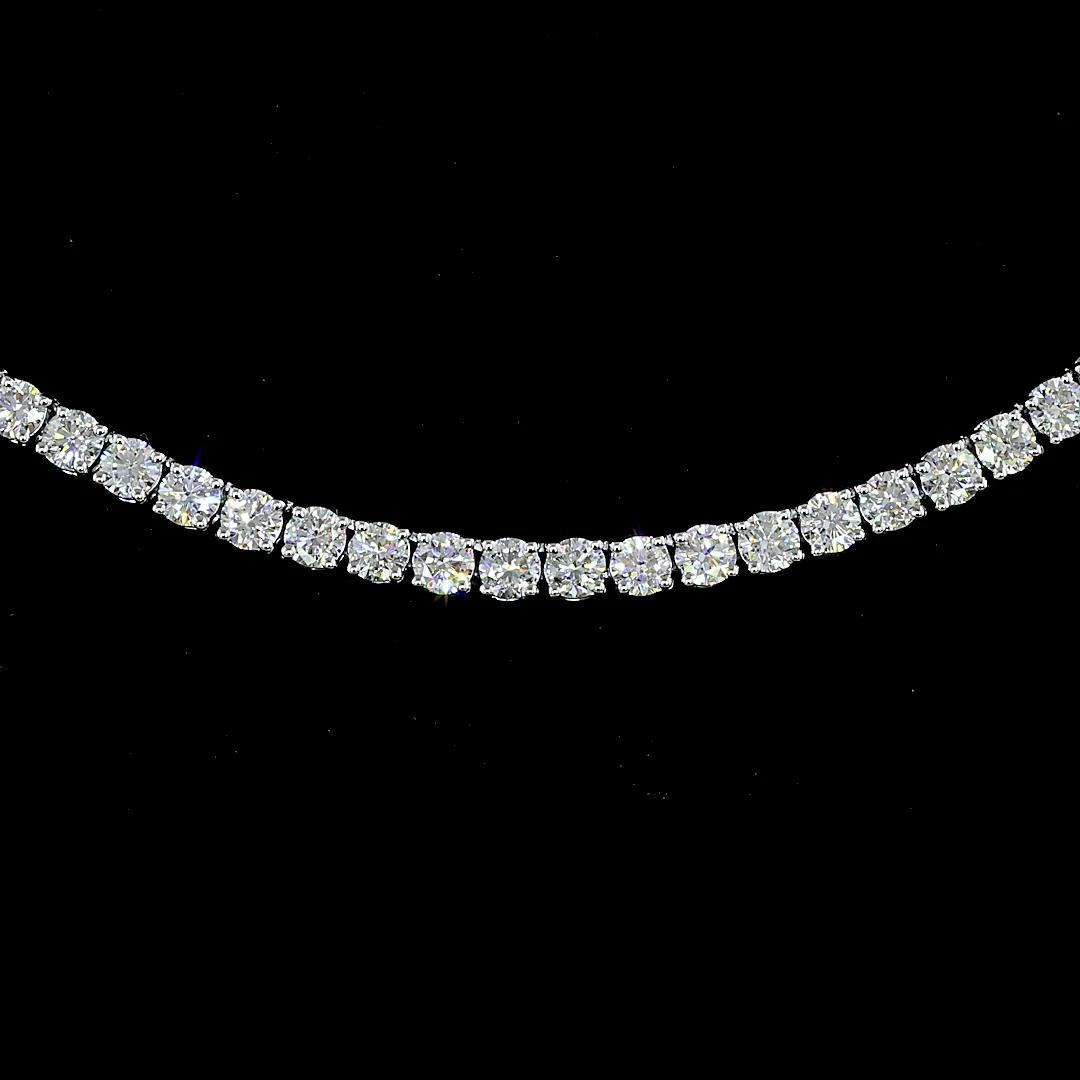 7.69 Cts 14k White Gold Round Shape Tennis Necklace - Image 3
