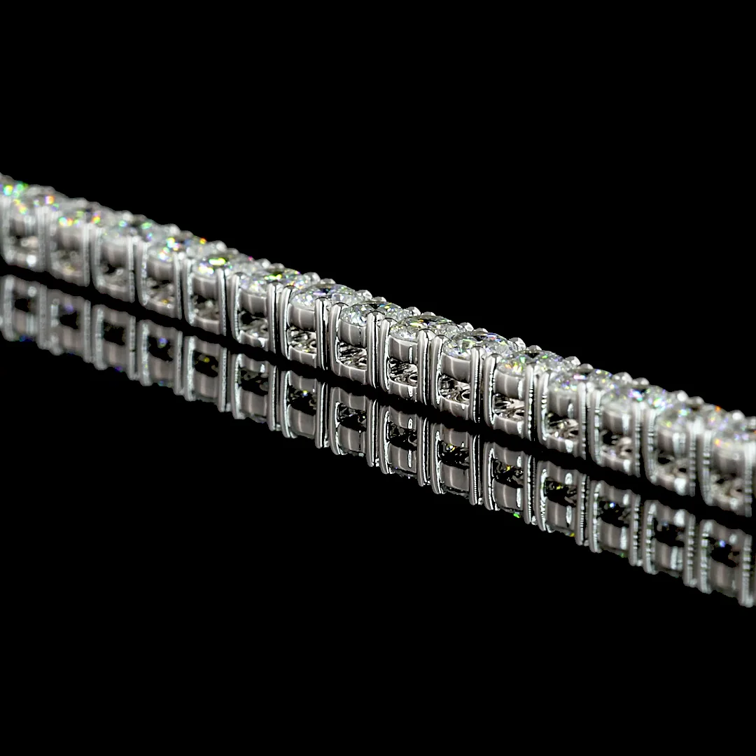 7.69 Cts 14k White Gold Round Shape Tennis Necklace - Image 4