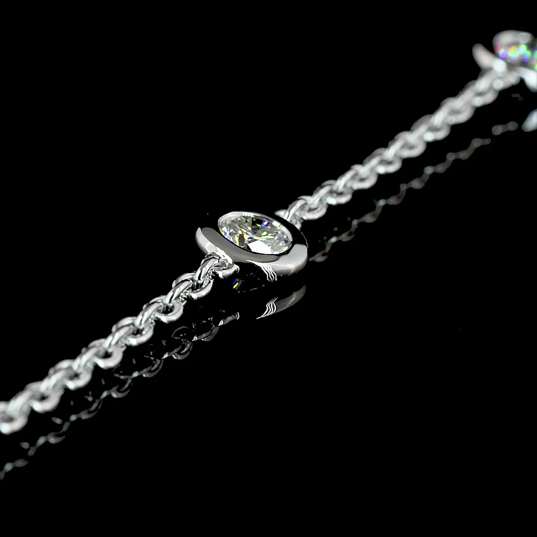 1.53 Cts 14k White Gold Round Shape Station Necklace - Image 2