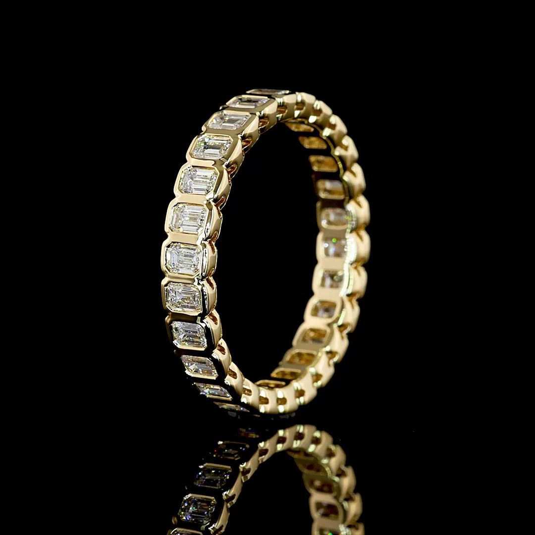 1.31 Cts 14k Yellow Gold Emerald Shape Eternity Band Eternity Band - Image 4