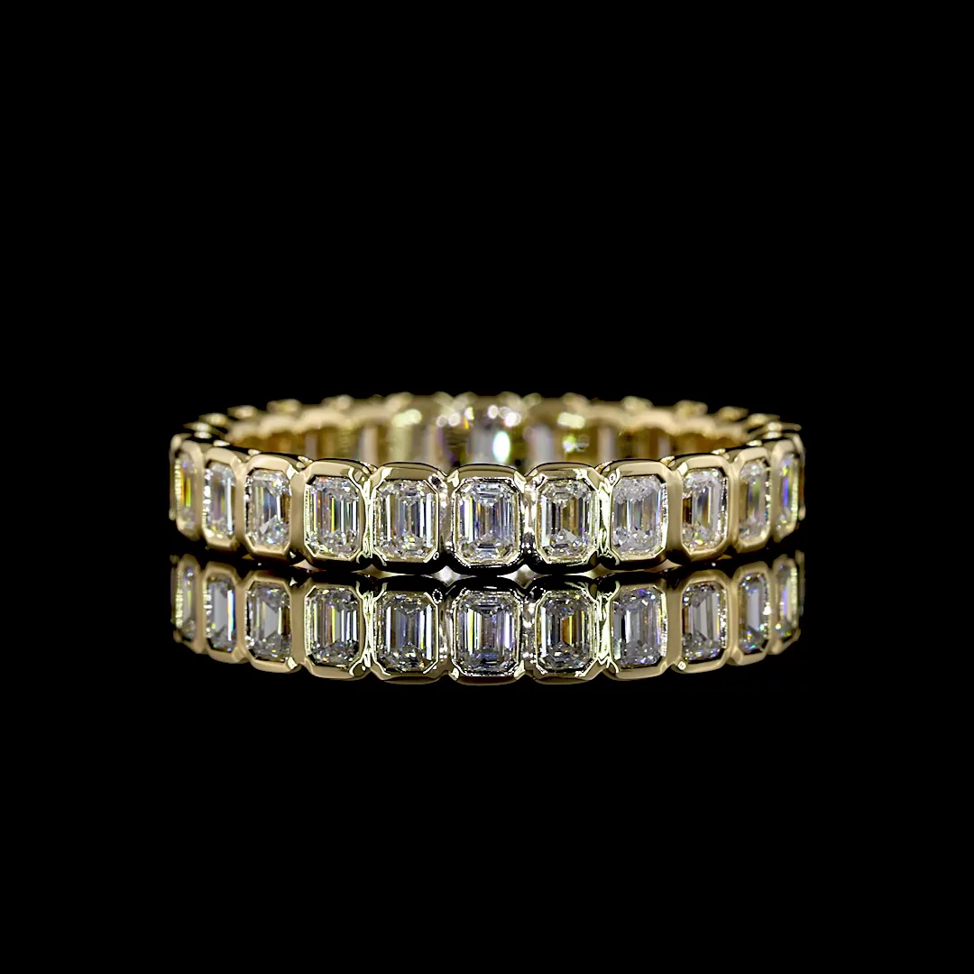 1.31 Cts 14k Yellow Gold Emerald Shape Eternity Band Eternity Band - Video