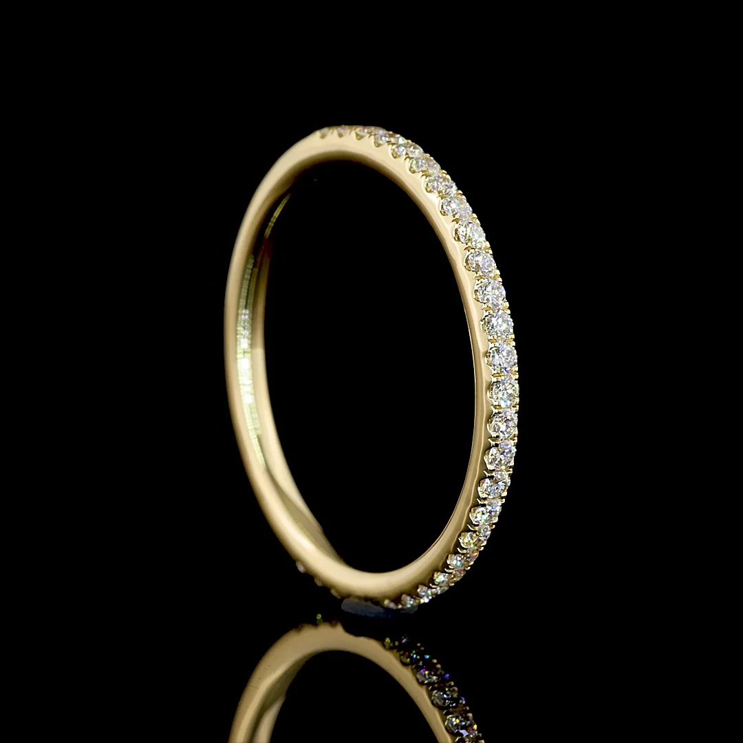 0.25 Cts 14k Yellow Gold Round Shape 3/4 Band Eternity Band - Image 2