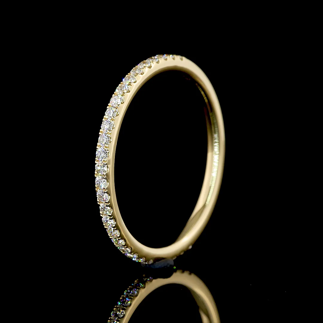 0.25 Cts 14k Yellow Gold Round Shape 3/4 Band Eternity Band - Image 4