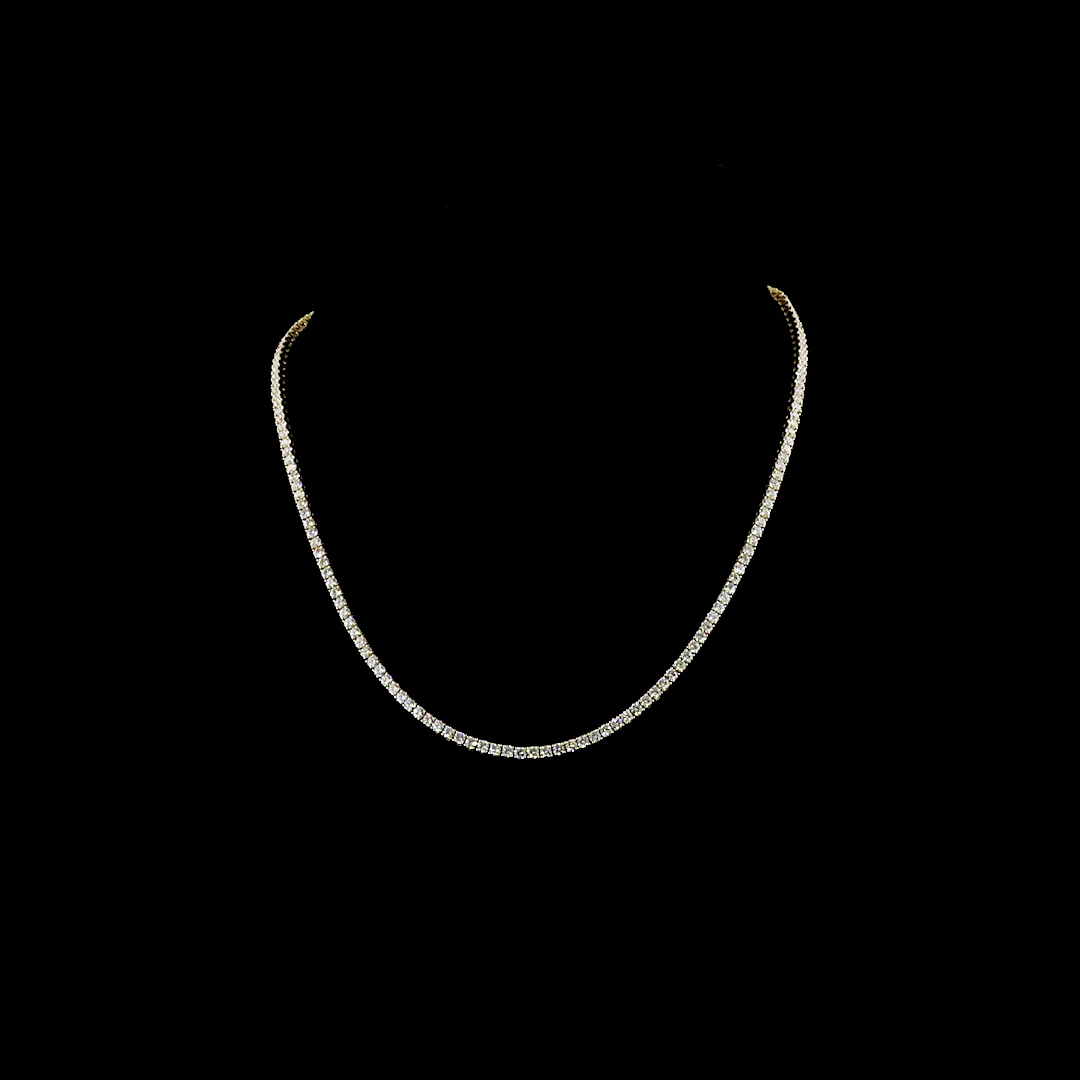 7.89 Cts 14k Yellow Gold Round Shape Tennis Necklace - Video
