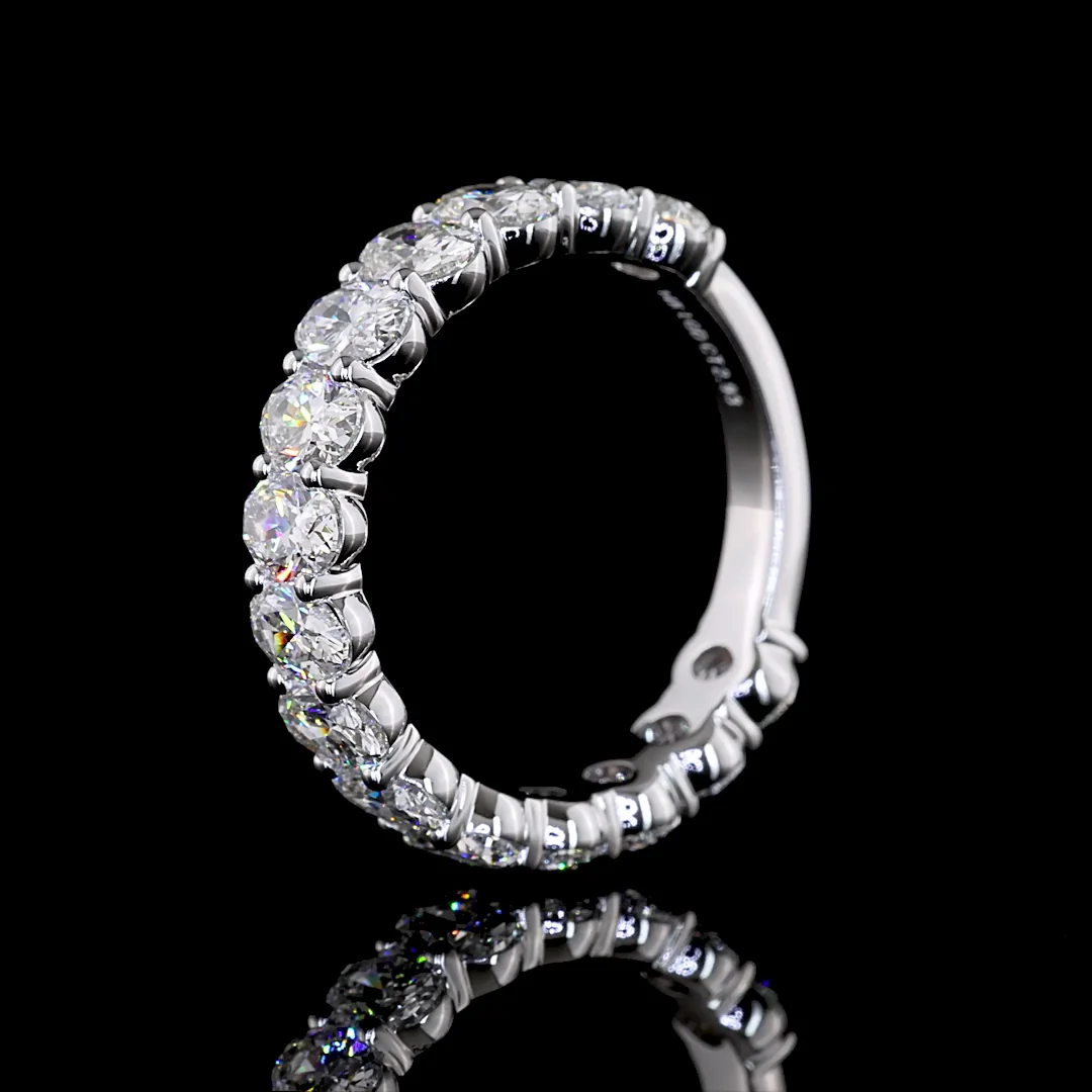 2.93 Cts 14k White Gold Oval Shape 3/4 Band Eternity Band - Image 4