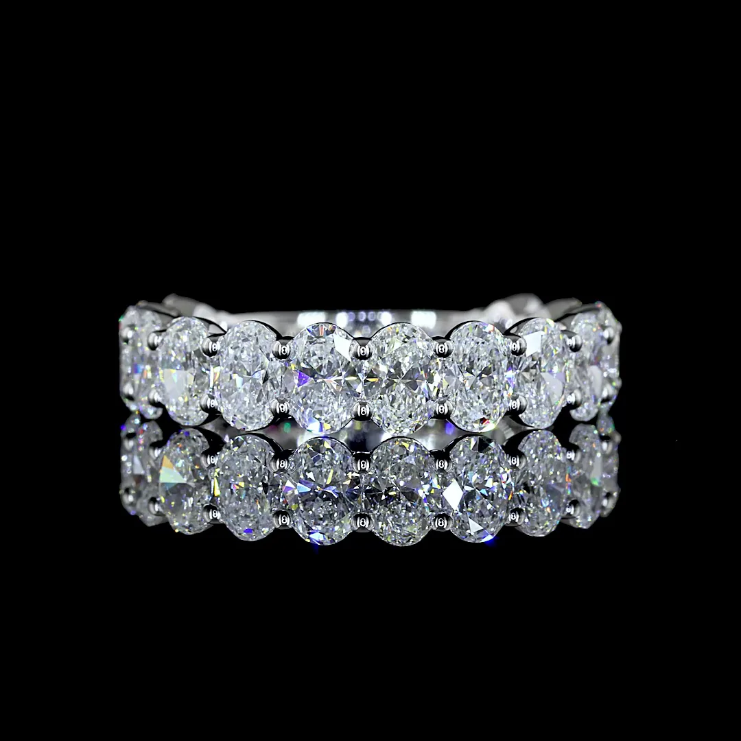 2.93 Cts 14k White Gold Oval Shape 3/4 Band Eternity Band - Video