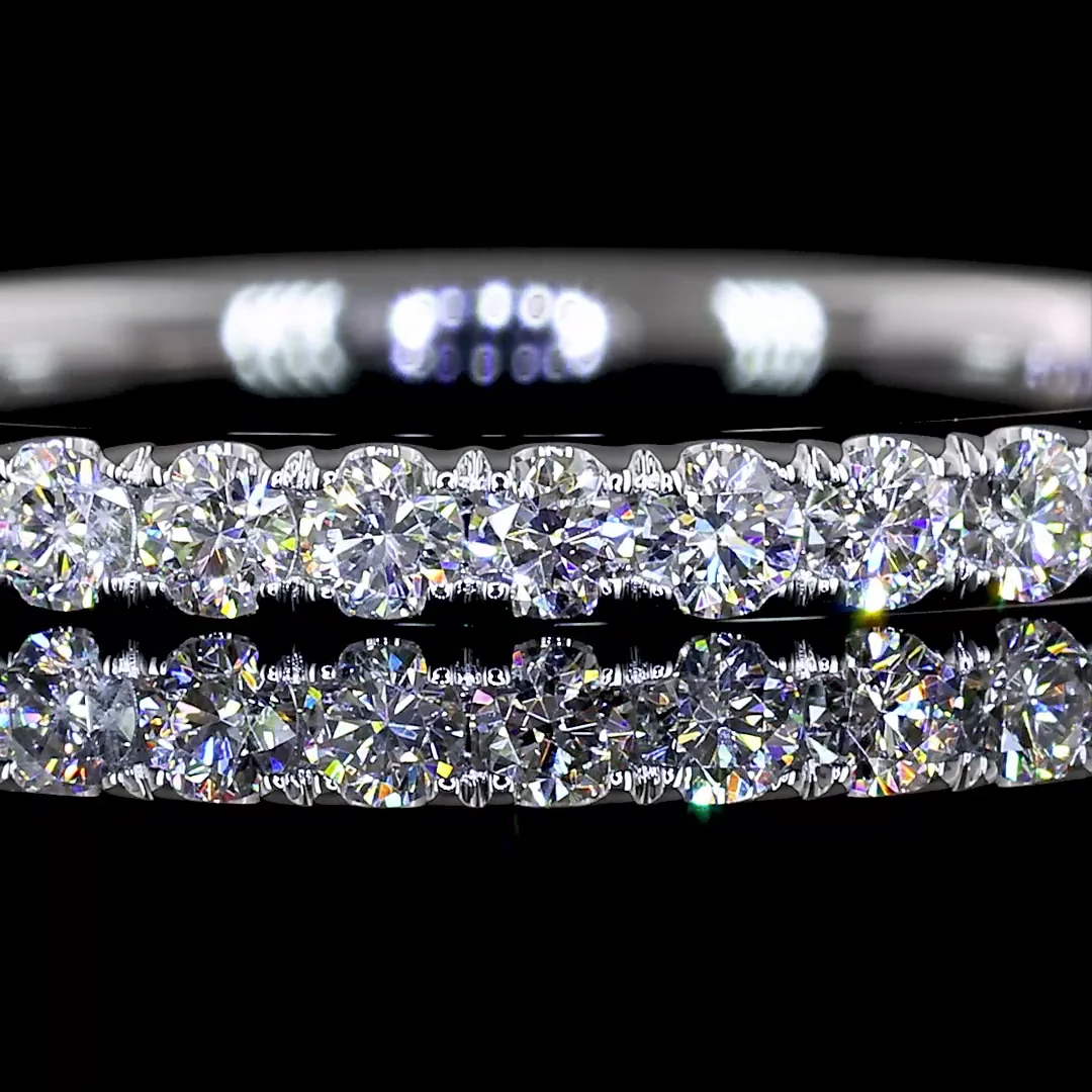 0.3 Cts 14k White Gold Round Shape 3/4 Band Eternity Band - Image 3