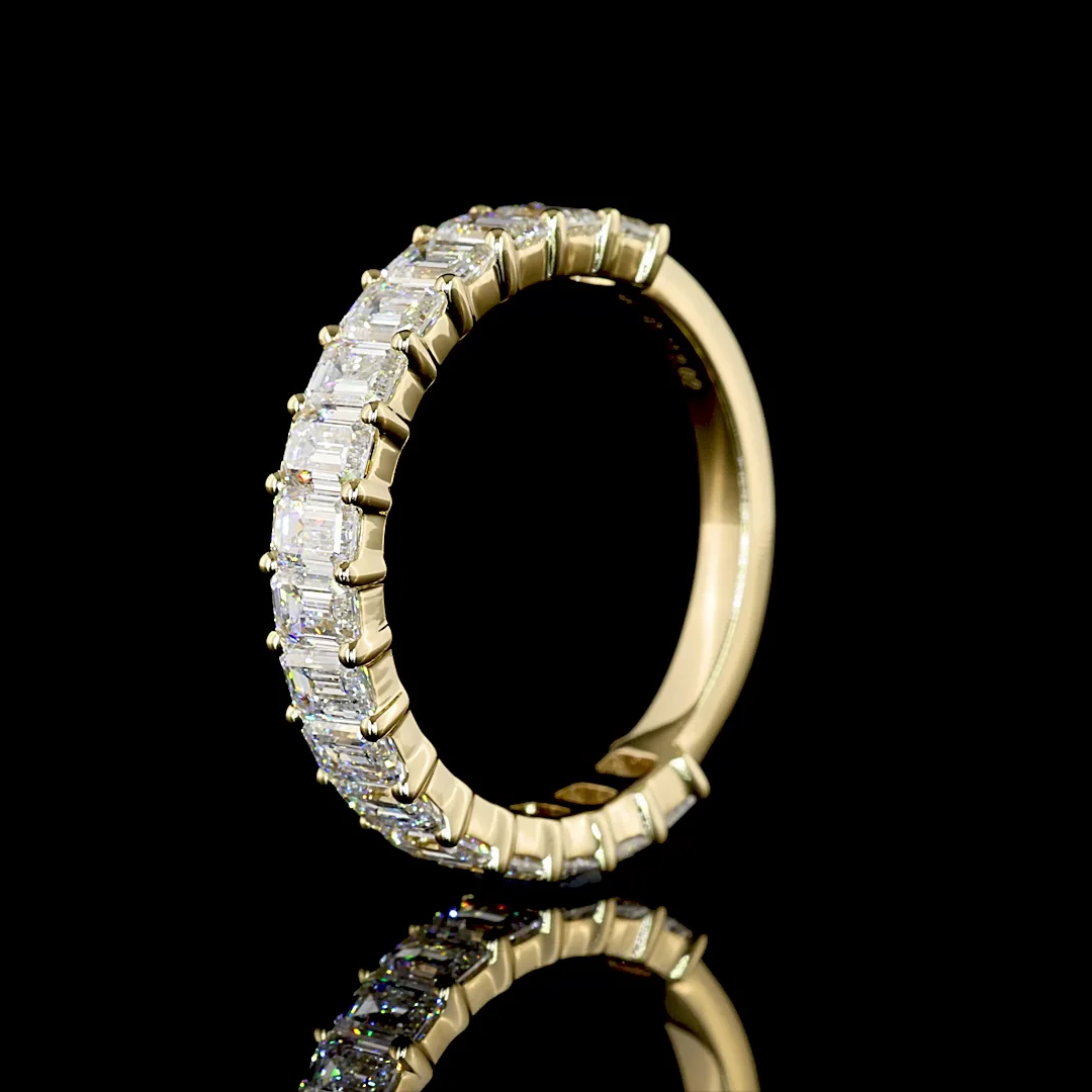 2.01 Cts 14k Yellow Gold Emerald Shape 3/4 Band Eternity Band - Image 4