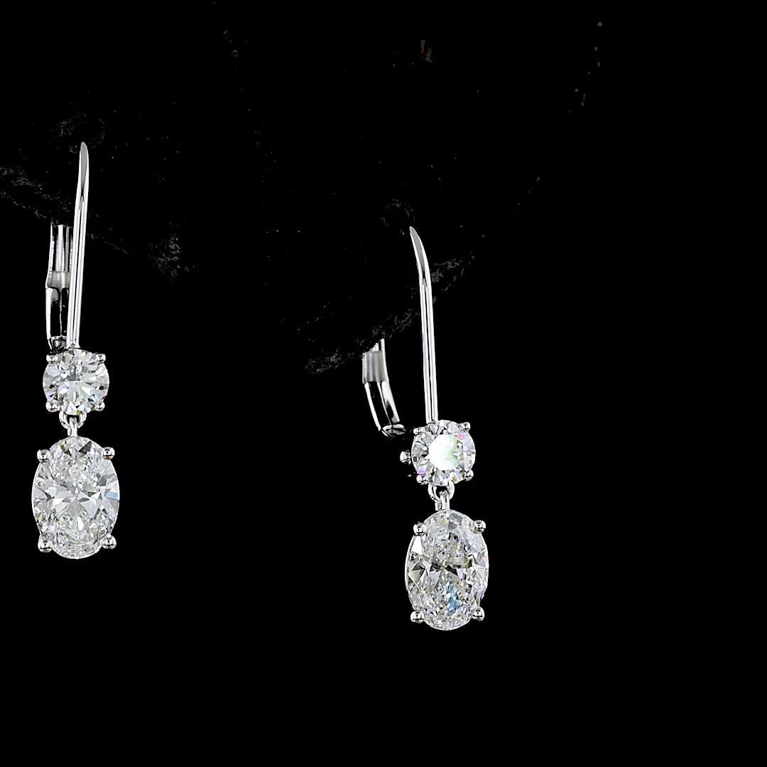 1.4 Cts 14k White Gold Mix Shape Hanging Earring - Image 3