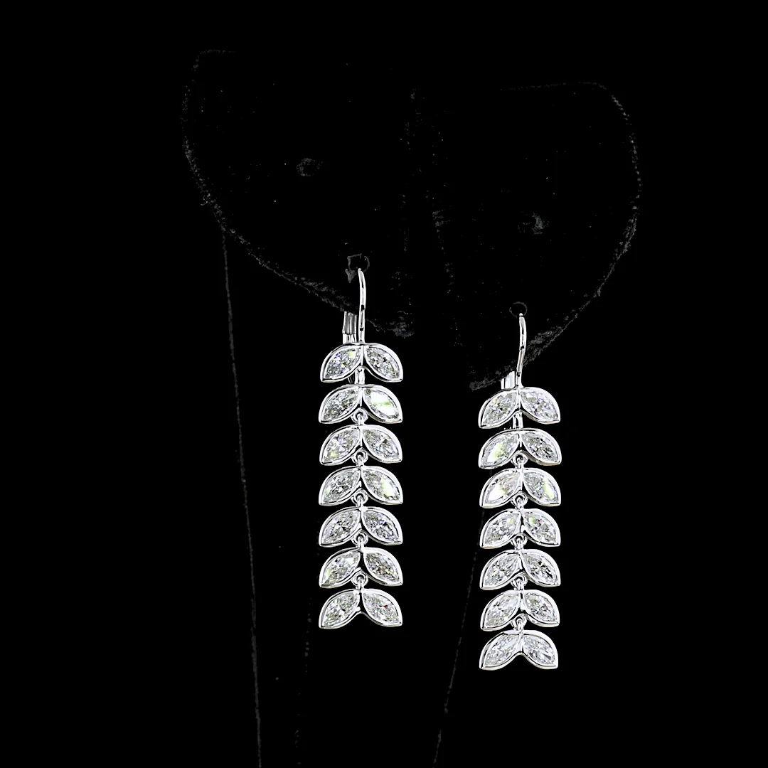 3.32 Cts 14k White Gold Marquise Shape Hanging Earring - Image 4