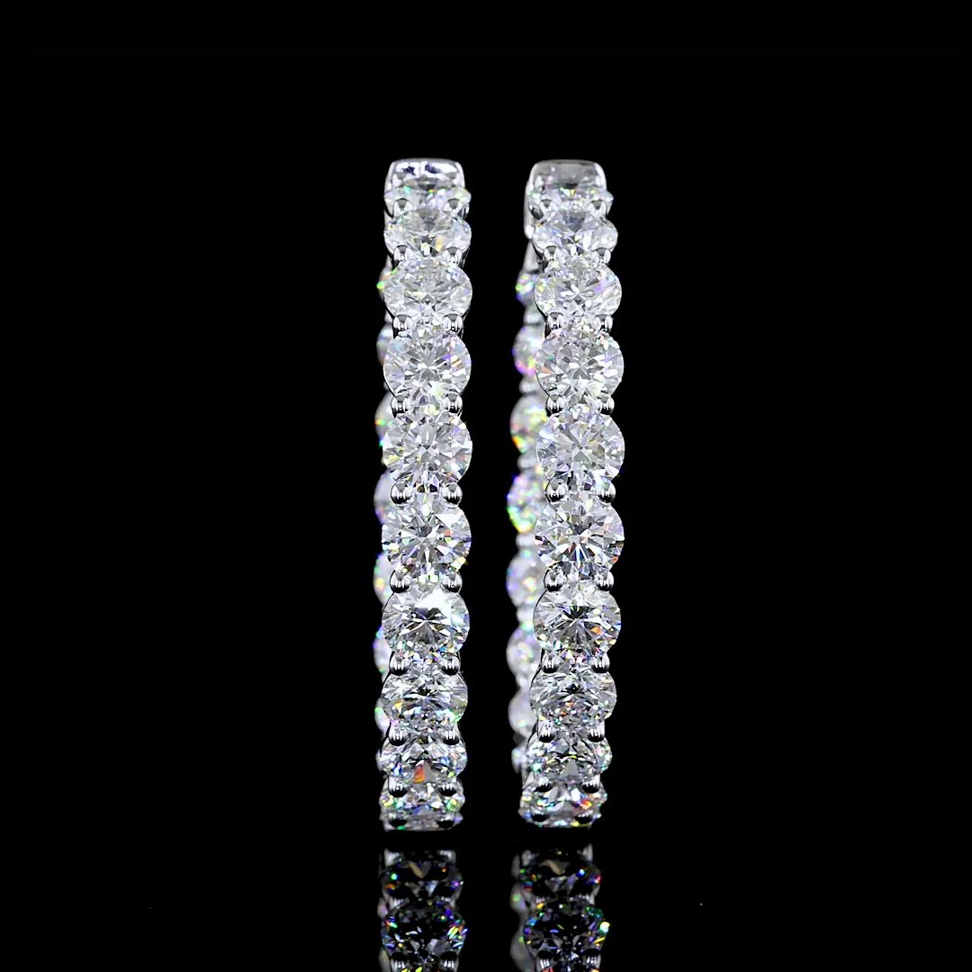 11.81 Cts 14k White Gold Round Shape Hoops Earring - Video
