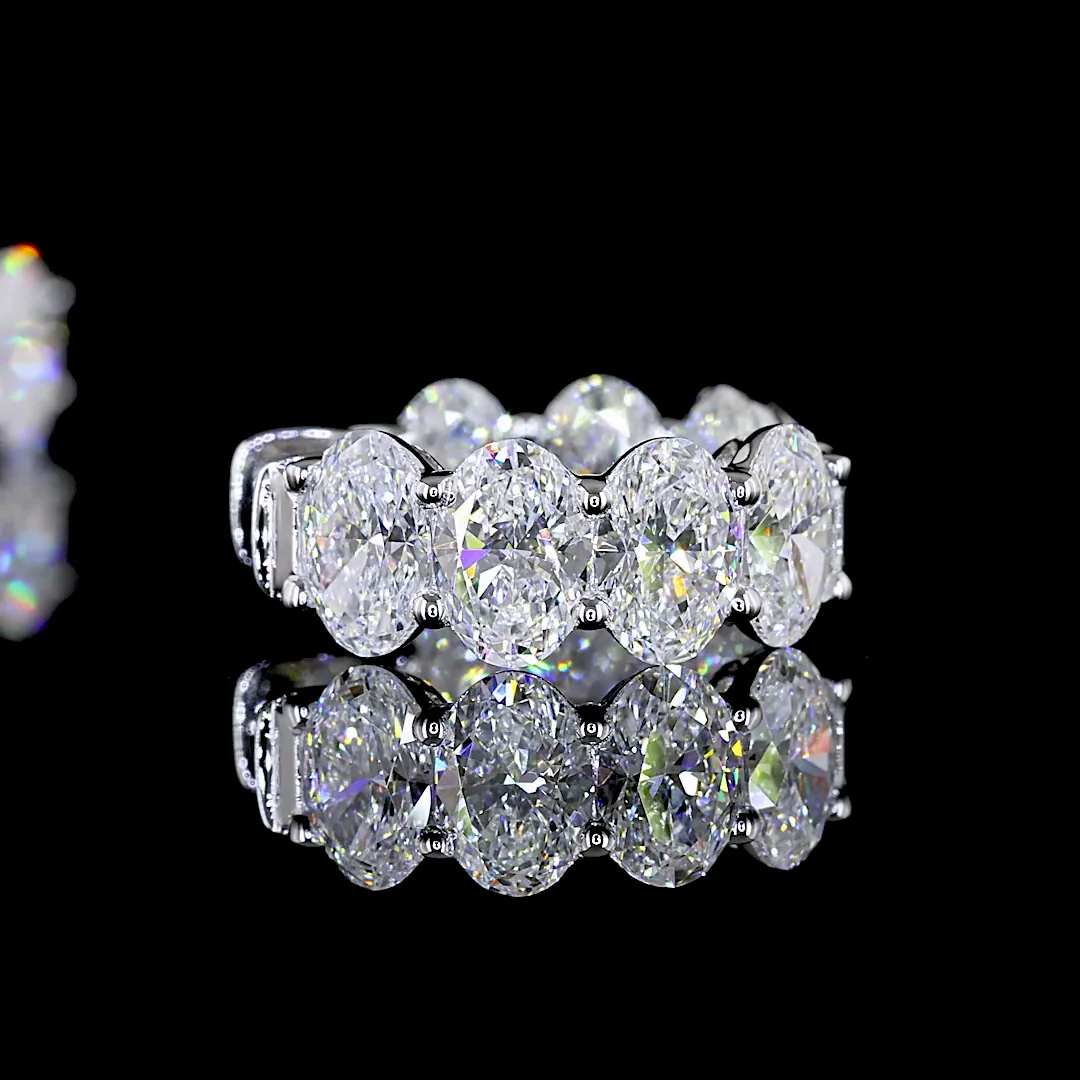 4.05 Cts 14k White Gold Oval Shape Huggies Earring - Image 2