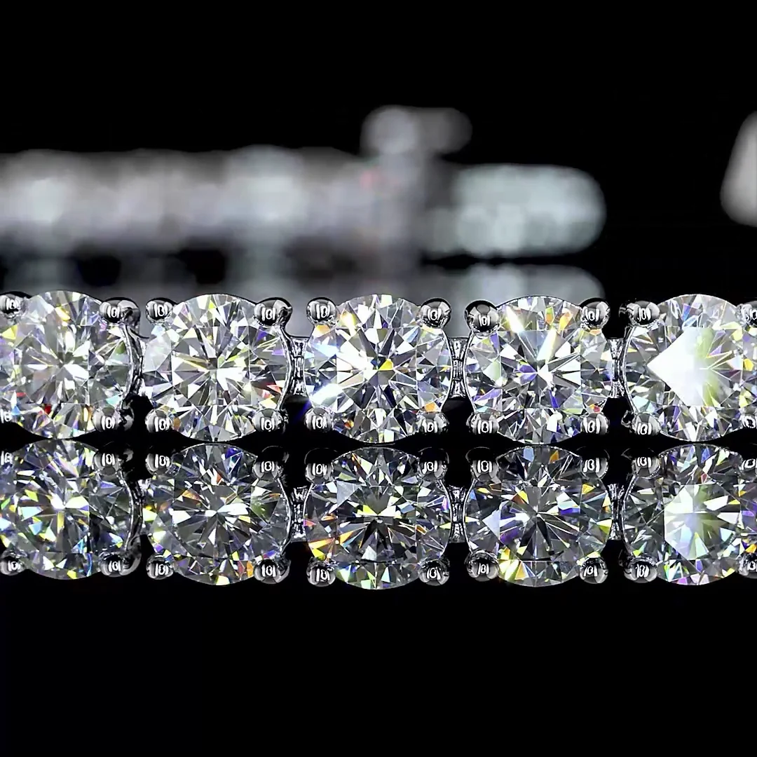 9.44 Cts 14k White Gold Round Shape Tennis Bracelet - Image 2