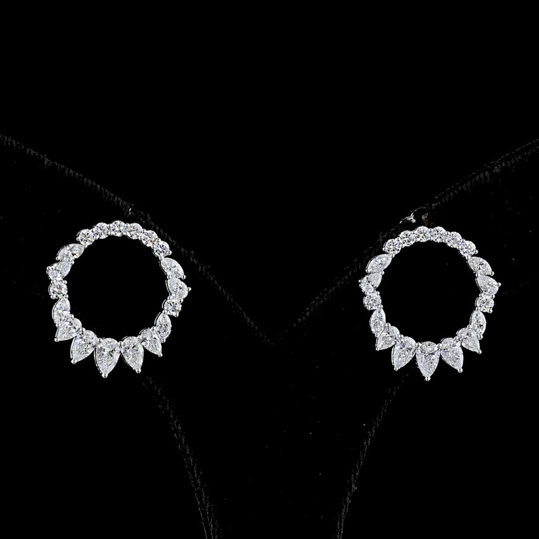 2.65 Cts 14k White Gold Mix Shape Huggies Earring - Video