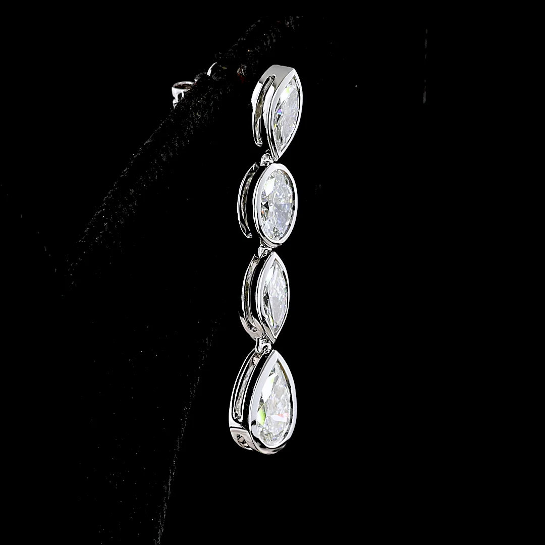 3.57 Cts 14k White Gold Mix Shape Hanging Earring - Image 4