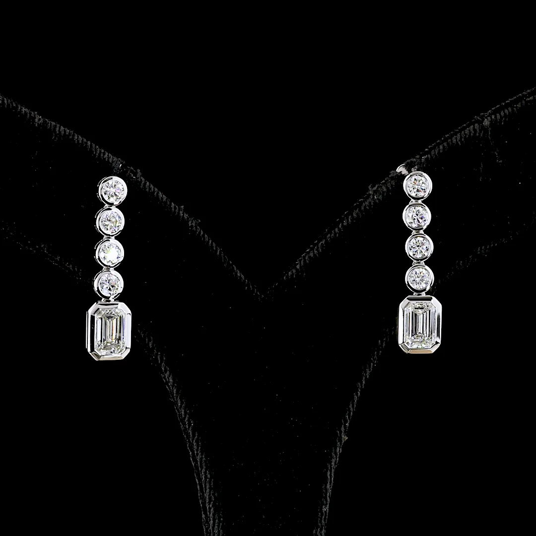 2.56 Cts 14k White Gold Mix Shape Hanging Earring - Video