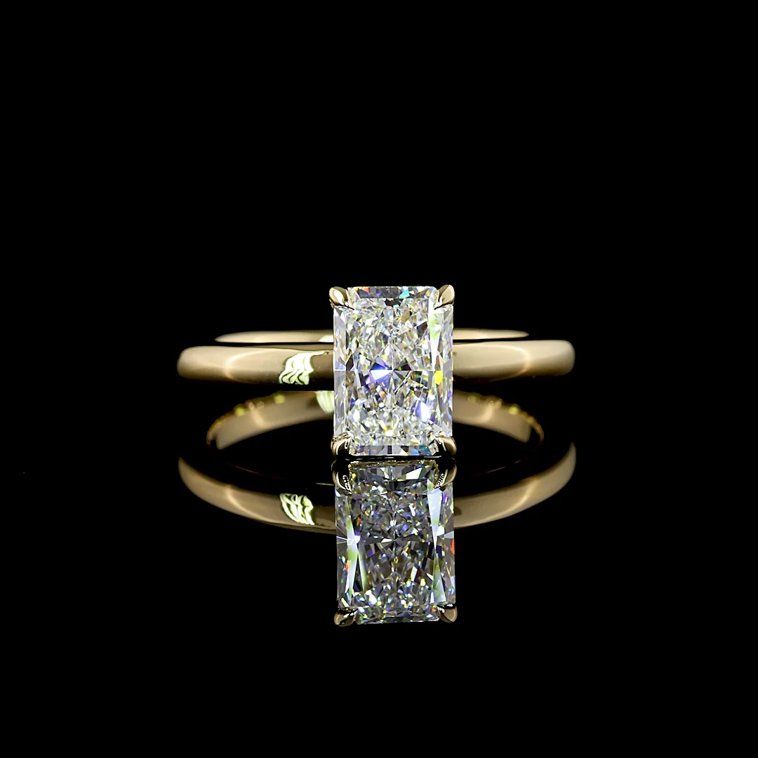 1.59 Cts 14k Yellow Gold Radiant Shape Solitaire Ring - Video