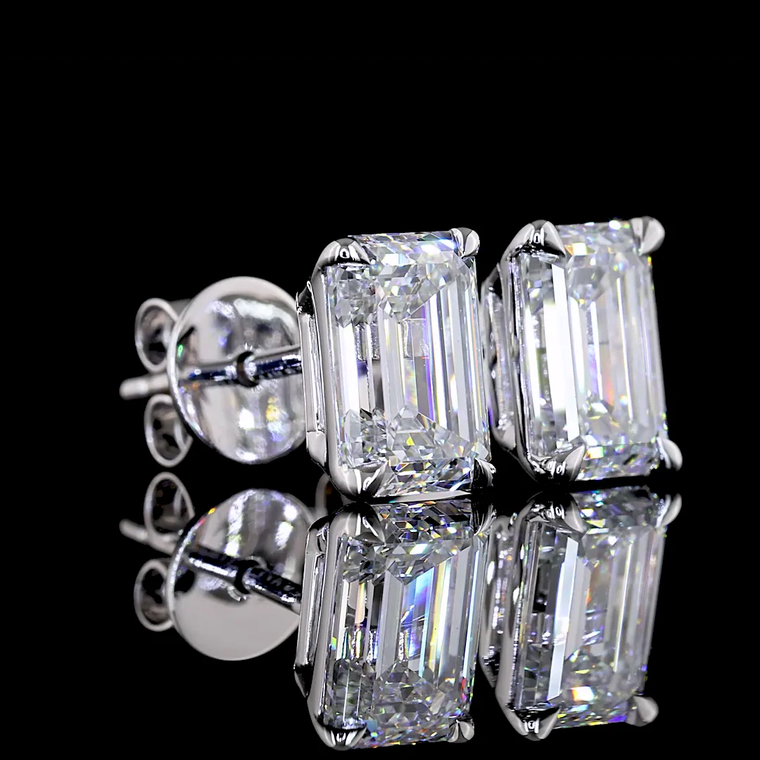 2.01 Cts 14k White Gold Emerald Shape Martini Earring - Image 2