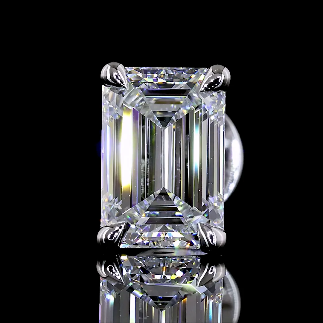 2.01 Cts 14k White Gold Emerald Shape Martini Earring - Image 3