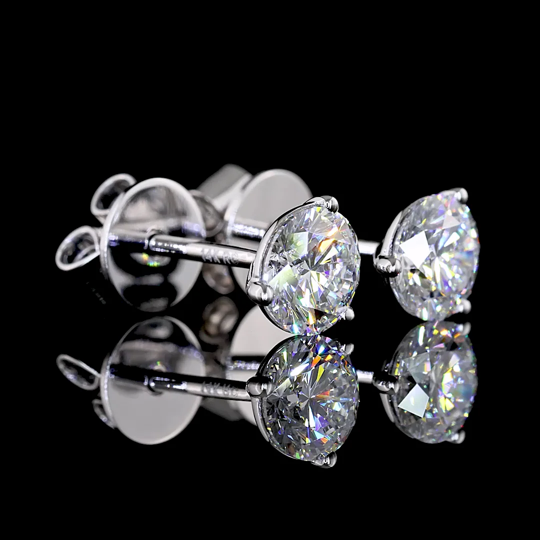 0.99 Cts 14k White Gold Round Shape Martini Earring - Image 4