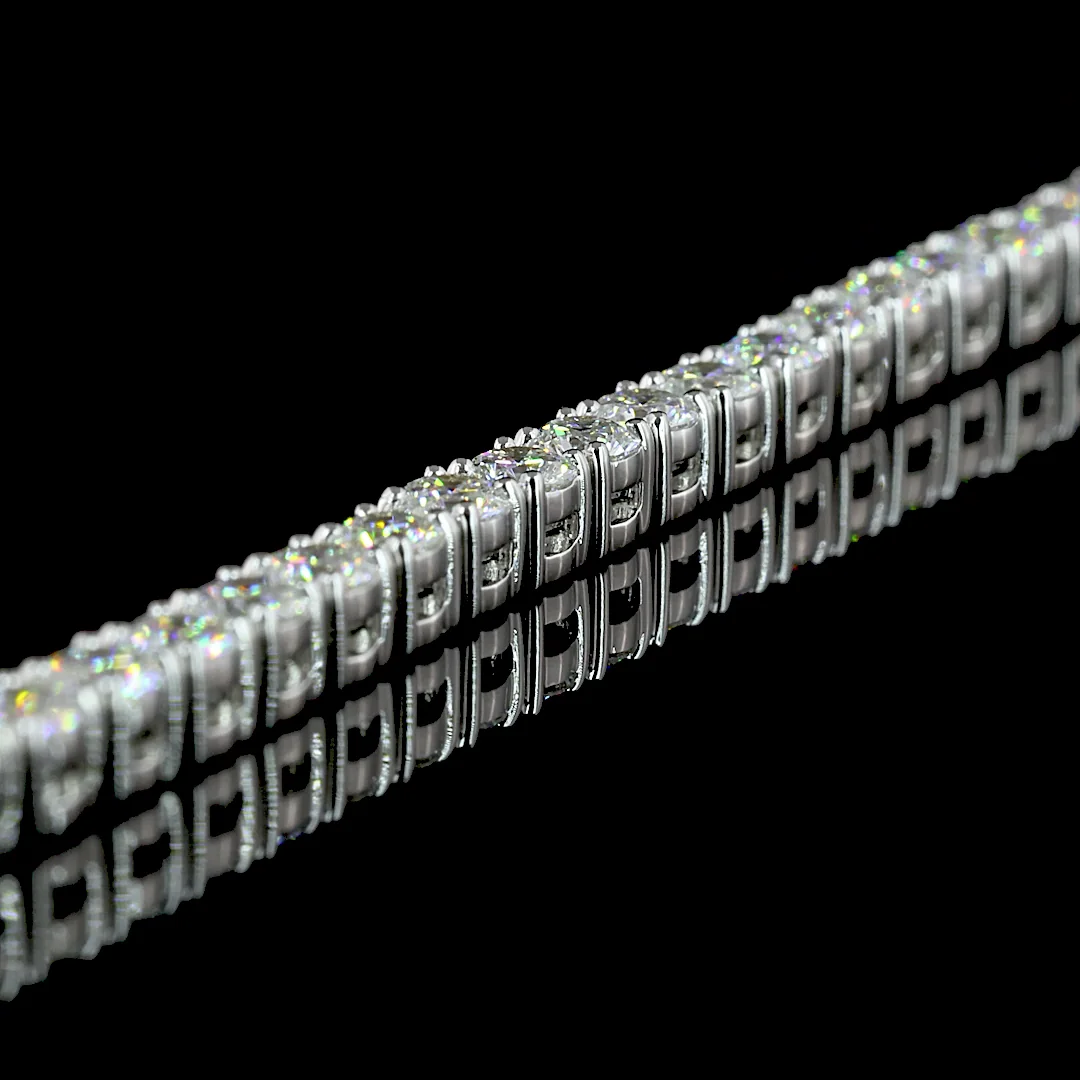 14.05 Cts 14k White Gold Round Shape Tennis Necklace - Image 2