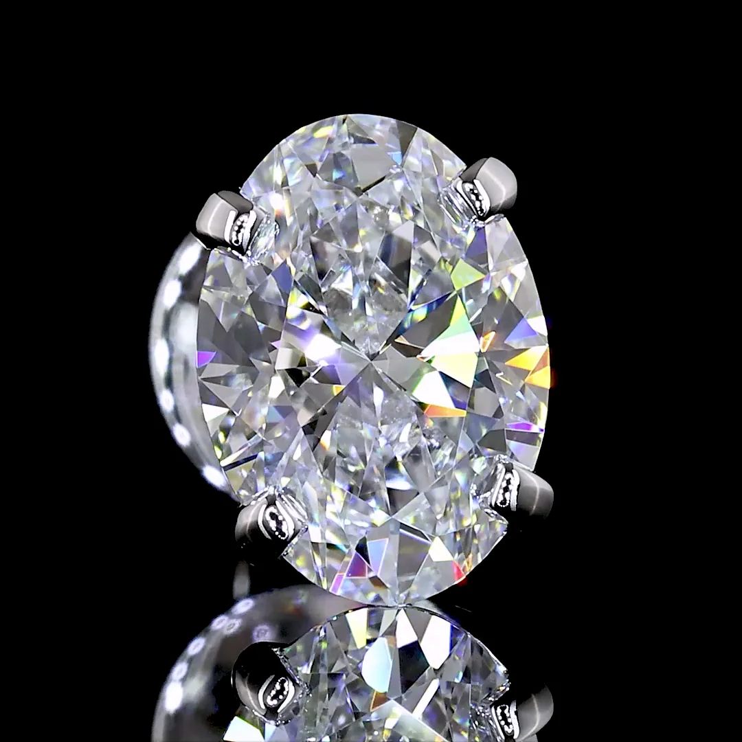 1.45 Cts 14k White Gold Oval Shape Studs Earring - Image 3