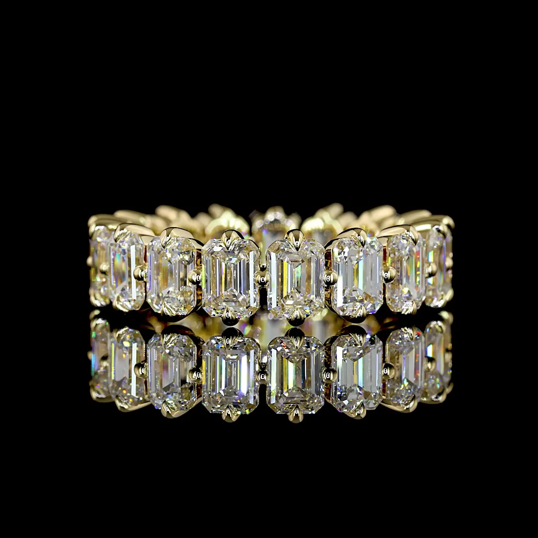4.34 Cts 14k Yellow Gold Emerald Shape Eternity Band Eternity Band - Video