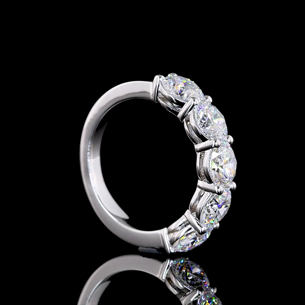 3 Cts 14k White Gold Round Shape 5 Stones Eternity Band - Image 2