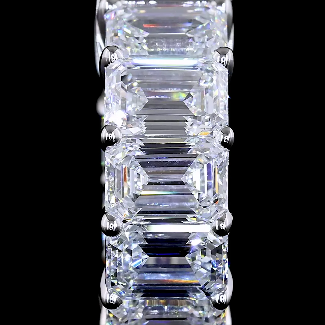 5.12 Cts 14k White Gold Emerald Shape Huggies Earring - Image 2